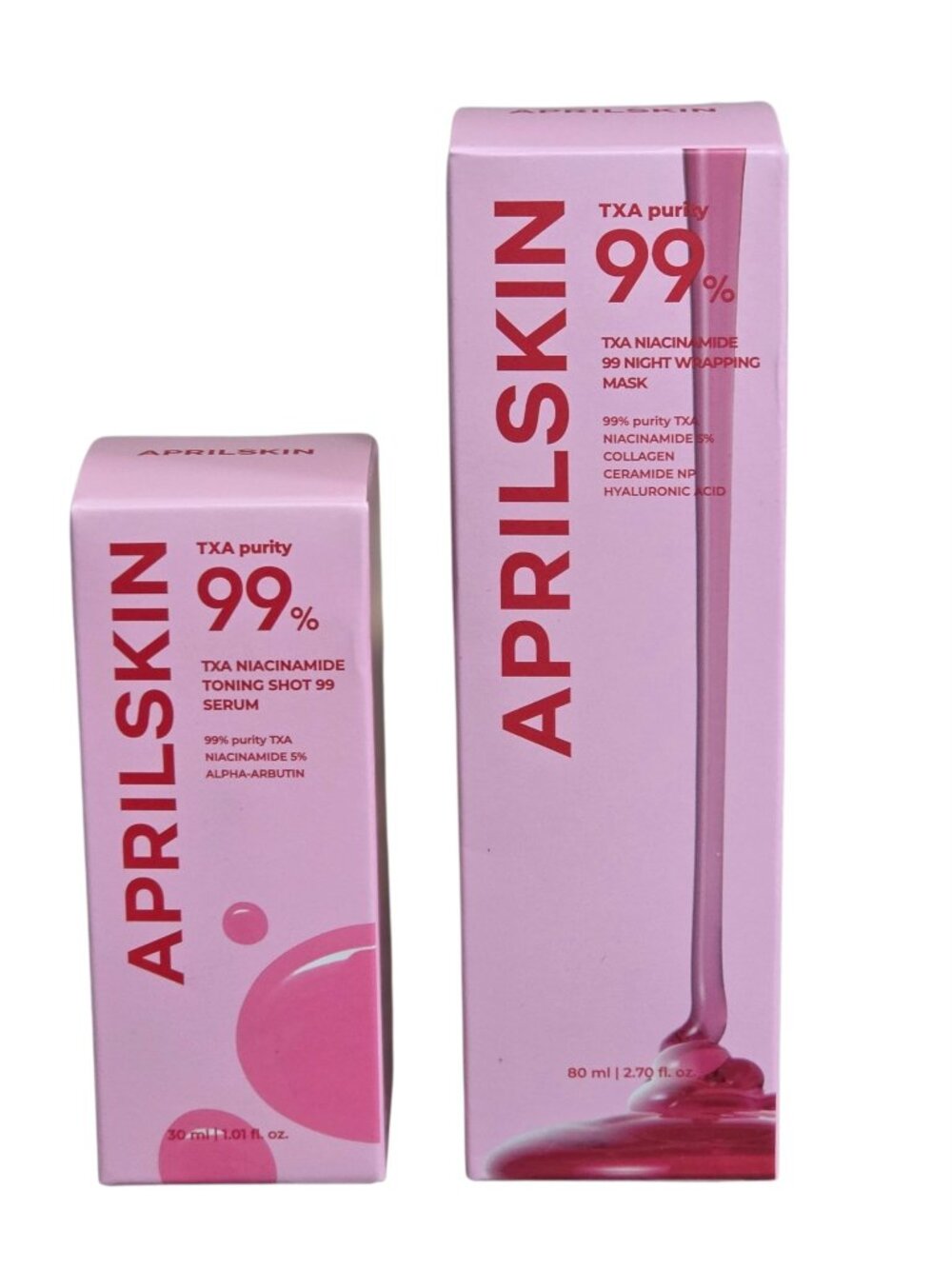 APRIL SKIN TXA Niacinamide Toning Shot 99 Serum & Night Wrapping Mask NEW in Box